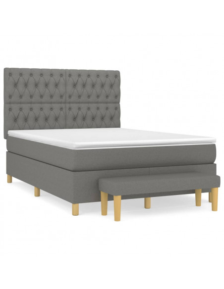 Giroletto a Molle con Materasso Grigio Scuro 140x200cm Tessuto