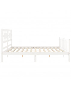 Giroletto con Testiera Bianco 200x200 cm in Legno Massello 2