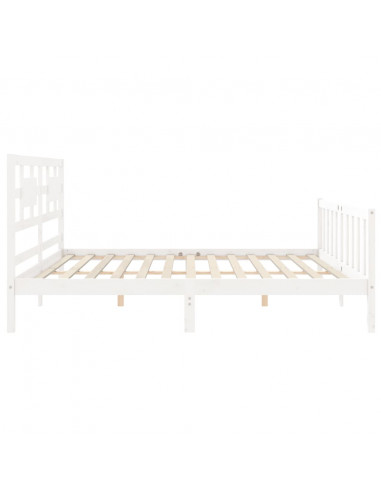 Giroletto con Testiera Bianco 200x200 cm in Legno Massello