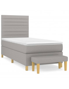 Giroletto a Molle con Materasso Grigio Chiaro 80x200 cm Tessuto 2