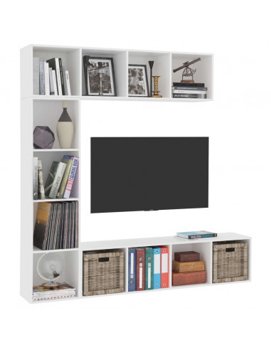 Set Mobili Libreria/Porta TV 3 pz Bianco 180x30x180 cm