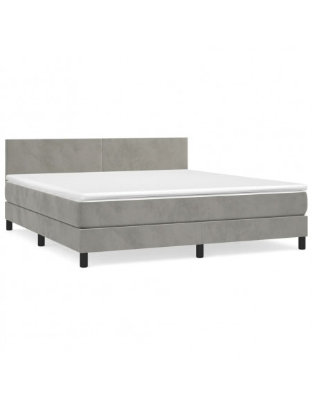Giroletto a Molle con Materasso Grigio Chiaro 160x200cm Velluto