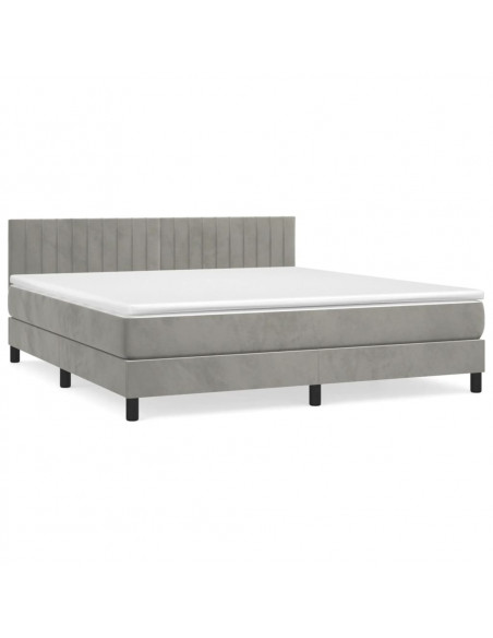 Giroletto a Molle con Materasso Grigio Chiaro 180x200cm Velluto