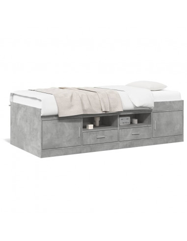 Divano Letto con Cassetti Grigio Cemento 75x190 cm Multistrato