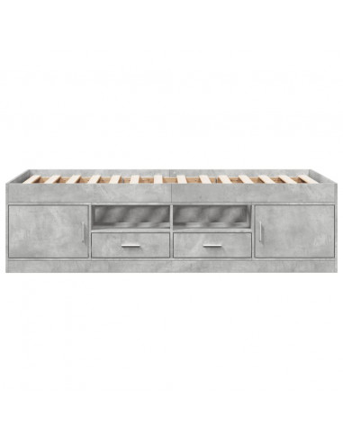 Divano Letto con Cassetti Grigio Cemento 75x190 cm Multistrato