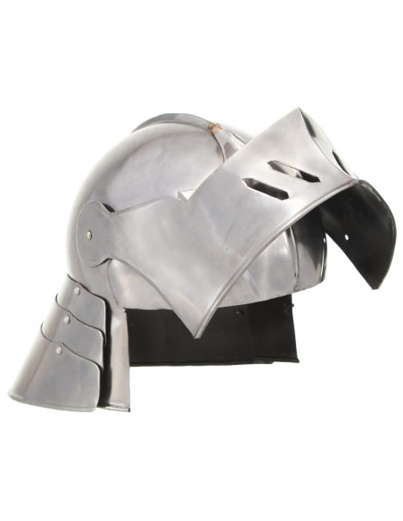 Elmo da Cavaliere Medievale Antico LARP in Acciaio Argento