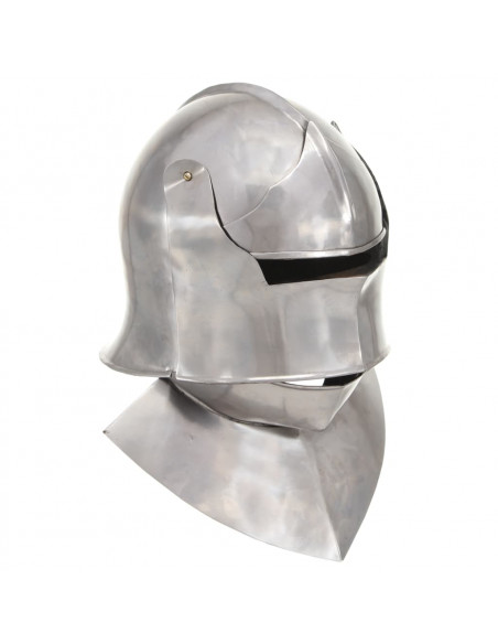 Elmo da Cavaliere Medievale Antico LARP in Acciaio Argento