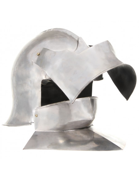 Elmo da Cavaliere Medievale Antico LARP in Acciaio Argento