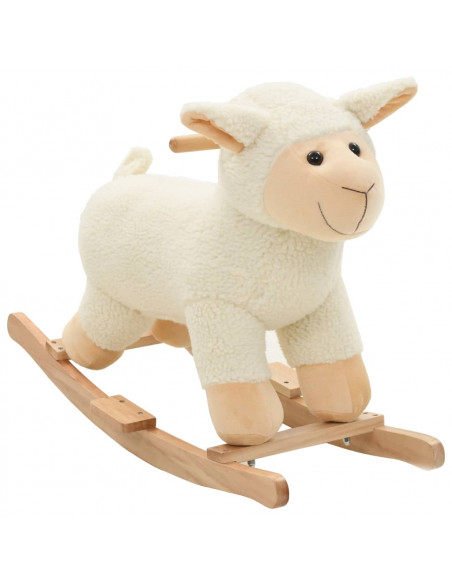 Pecora a Dondolo in Peluche 78x34x58 cm Bianca