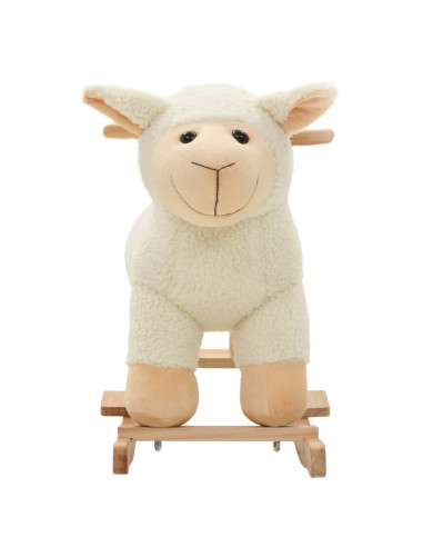 Pecora a Dondolo in Peluche 78x34x58 cm Bianca