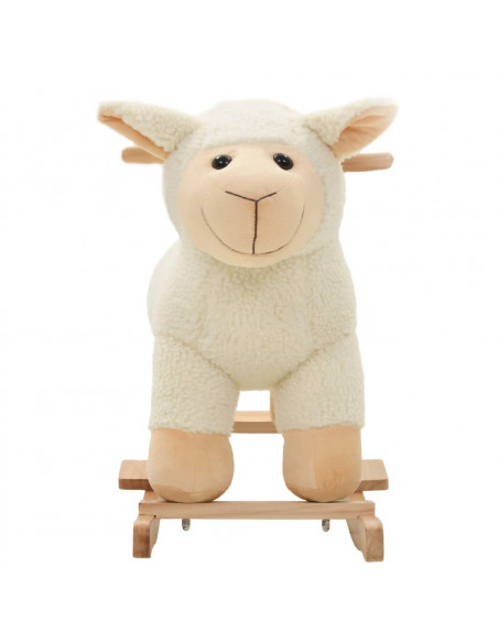 Pecora a Dondolo in Peluche 78x34x58 cm Bianca
