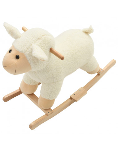 Pecora a Dondolo in Peluche 78x34x58 cm Bianca