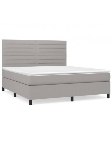 Giroletto a Molle con Materasso Grigio Chiaro160x200 cm Tessuto