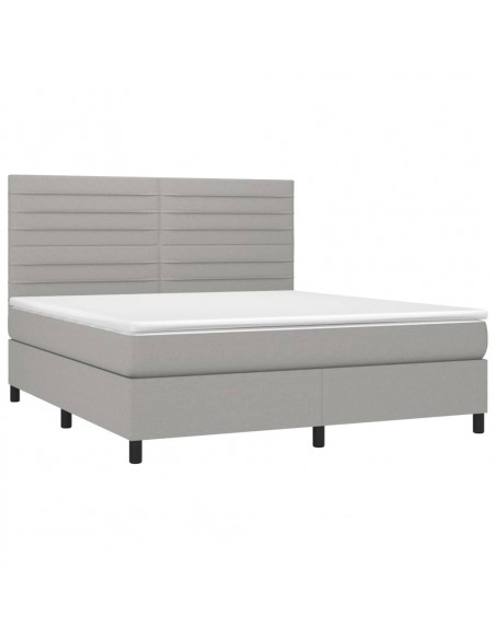 Giroletto a Molle con Materasso Grigio Chiaro160x200 cm Tessuto