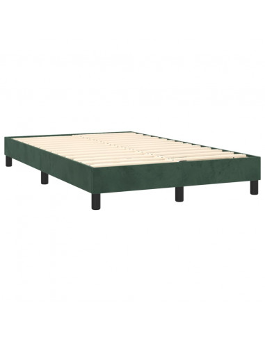 Letto a Molle con Materasso e LED Verde Scuro 120x200cm Velluto