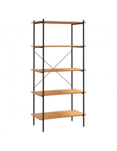 Scaffale con 5 Mensole Nero e Rovere 80x40x163 cm