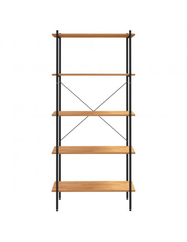 Scaffale con 5 Mensole Nero e Rovere 80x40x163 cm