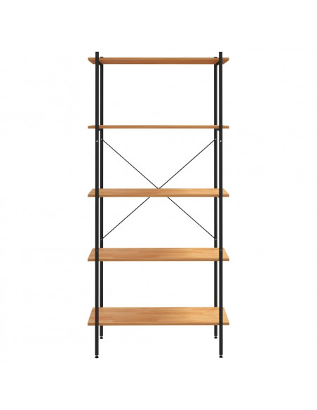 Scaffale con 5 Mensole Nero e Rovere 80x40x163 cm