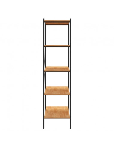 Scaffale con 5 Mensole Nero e Rovere 80x40x163 cm