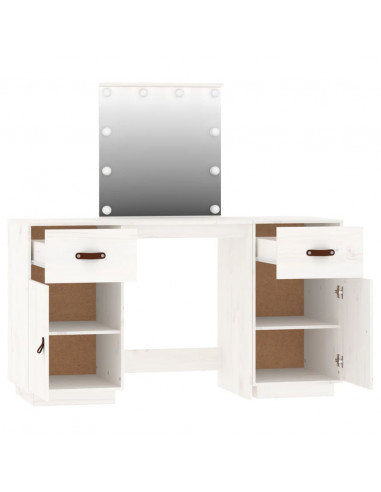 Set Toeletta con LED Bianco in Legno Massello di Pino