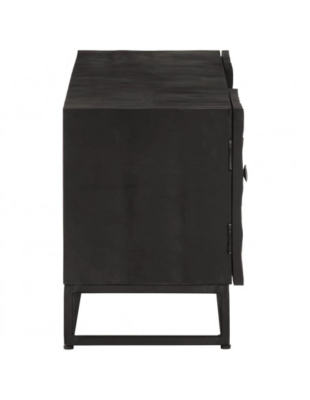 Mobile TV Nero 110x30x40 cm in Legno Massello di Mango e Ferro