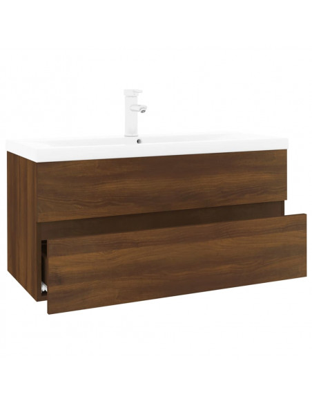 Mobile Bagno Lavabo Integrato Rovere Marrone Legno Multistrato