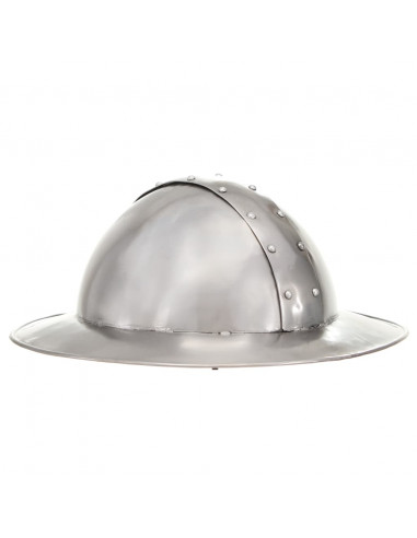 Elmo da Cavaliere Medievale Antico LARP in Acciaio Argento