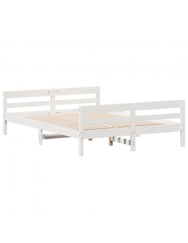 Giroletto con Testiera Bianco 140x200 cm Legno Massello di Pino