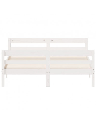 Giroletto con Testiera Bianco 140x200 cm Legno Massello di Pino