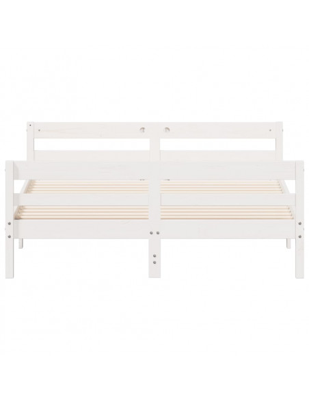 Giroletto con Testiera Bianco 140x200 cm Legno Massello di Pino