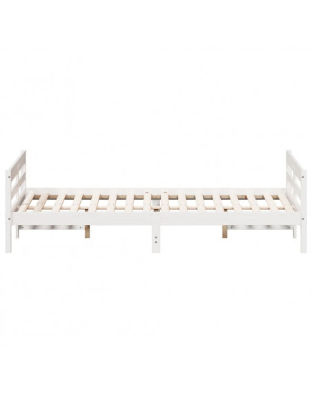 Giroletto con Testiera Bianco 140x200 cm Legno Massello di Pino