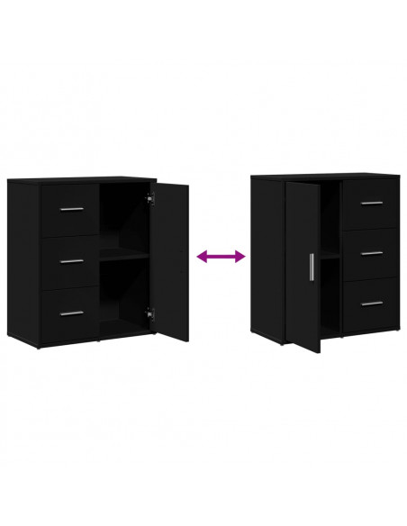 Credenze 2 pz Nere 60x31x70 cm in Legno Multistrato