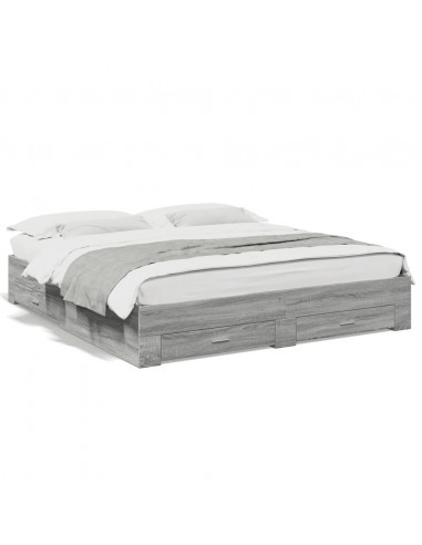 Giroletto Cassetti Grigio Sonoma 200x200 cm Legno Multistrato