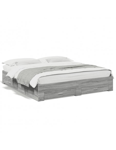 Giroletto Cassetti Grigio Sonoma 200x200 cm Legno Multistrato