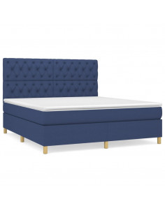 Giroletto a Molle con Materasso Blu 160x200 cm in Tessuto 2