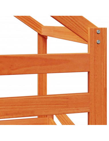 Letto a Soppalco con Tetto Cera 90x190cm Legno Massello di Pino