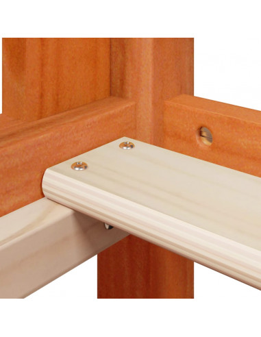 Letto a Soppalco con Tetto Cera 90x190cm Legno Massello di Pino