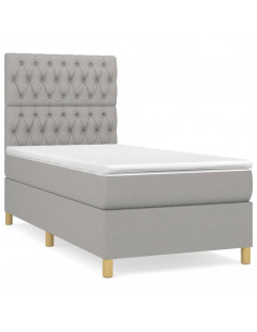 Giroletto a Molle con Materasso Grigio Chiaro 90x200 cm Tessuto 2