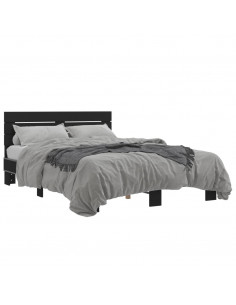 Giroletto Nero 135x190 cm in Legno Multistrato e Metallo 2