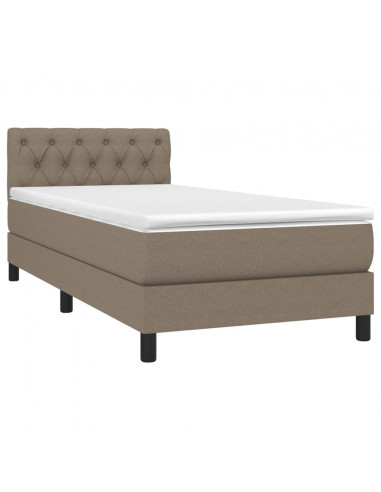 Letto a Molle con Materasso e LED Tortora 80x200 cm in Tessuto