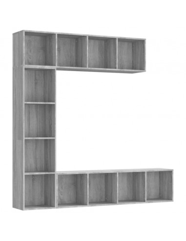 Set Mobili Libreria / Porta TV 3 pz Grigio Sonoma 180x30x180 cm