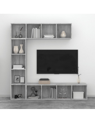 Set Mobili Libreria / Porta TV 3 pz Grigio Sonoma 180x30x180 cm