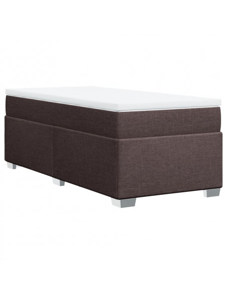 Giroletto a Molle con Materasso Marrone Scuro 90x190cm Tessuto