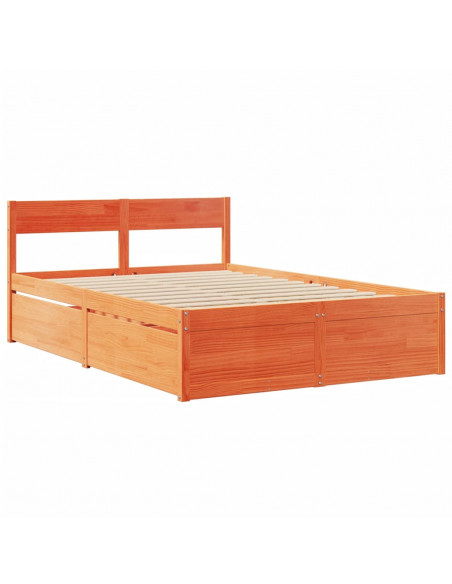 Giroletto Cassetti Marrone Cera 140x190 cm Legno Massello Pino
