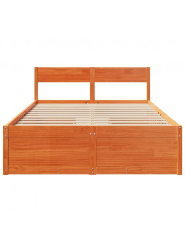 Giroletto Cassetti Marrone Cera 140x190 cm Legno Massello Pino