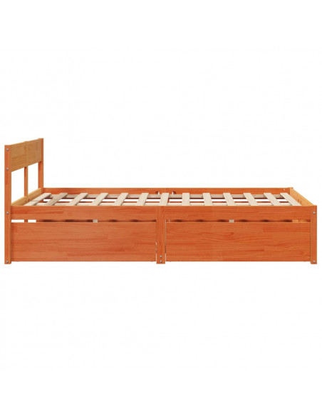 Giroletto Cassetti Marrone Cera 140x190 cm Legno Massello Pino