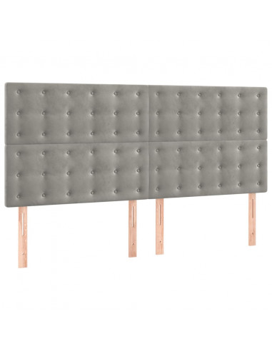 Giroletto con Testiera Grigio Chiaro 200x200 cm in Velluto