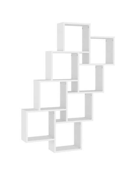 Mensola Parete a Cubo Bianca 90x15x119 cm in Legno Multistrato