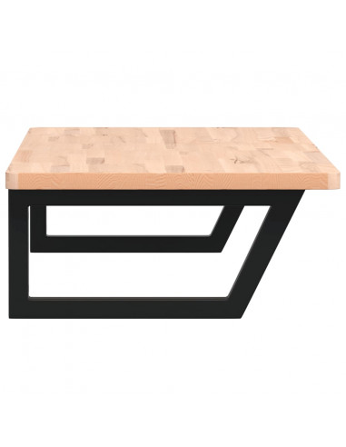 Ripiano a Parete per Lavabo in Acciaio e Massello di Faggio