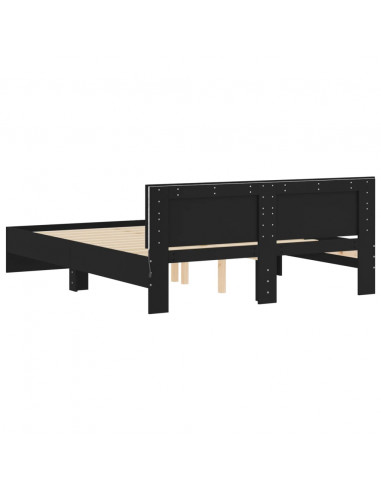 Giroletto con Testiera e LED Nero 150x200 cm